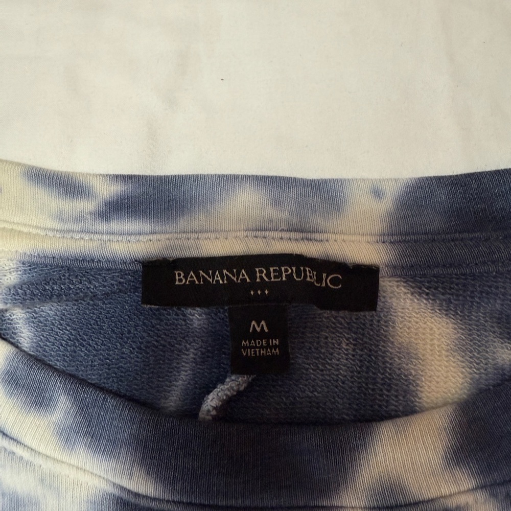 Banana Republic Blue White Tie Dye Long Sleeve Pullover Sweatshirt Size M - Picture 4 of 6